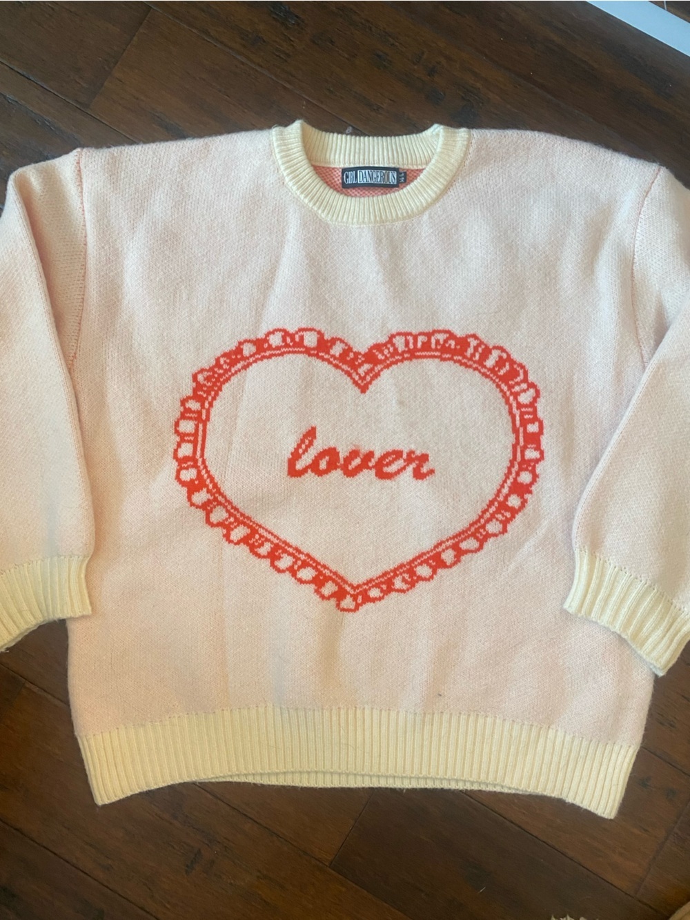 Pink Heart Motif Knit Sweater